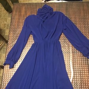 Blue high collar flowy dress
